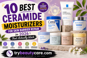 Skincare products for damaged skin barrier repair with ceramides and hydration benefits