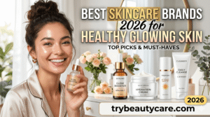 luxury skincare products arranged on modern bathroom counter