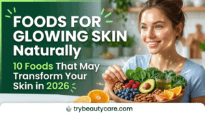 Fresh avocados on a wooden table representing foods for glowing skin naturally in 2026