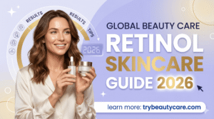 woman applying global beauty care retinol serum at night