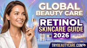 healthy smooth face with retinol skincare treatment