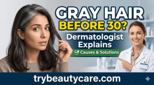 dermatologist examining gray hair causes and scalp health condition