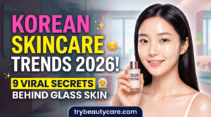 Minimalist Korean skincare products arranged on table for daily routine