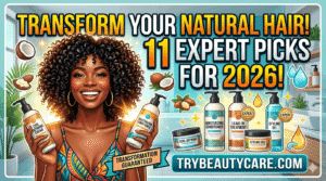 Woman applying lightweight hair oil to natural curly hair for moisture and shine