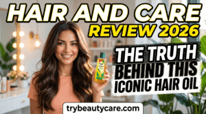 Hair & Care Hair Oil bottle on dressing table