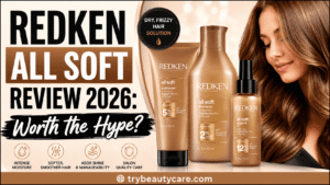 Redken All Soft shampoo and conditioner bottles for dry hair care