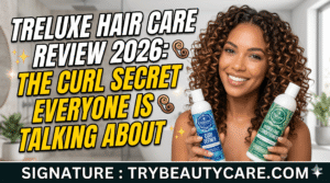 Treluxe Hair Care review showing curl definition and hydration results