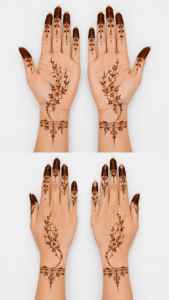 Contemporary fusion bridal mehendi with modern and traditional elements