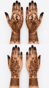 Lotus-inspired bridal mehendi design with floral detailing